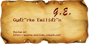 Györke Emilián névjegykártya